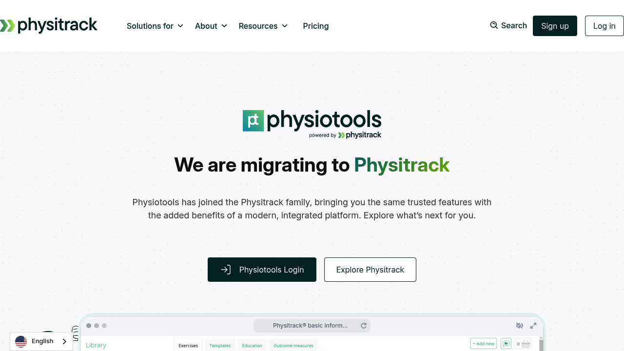Screenshot of PhysioTools exercise prescription interface