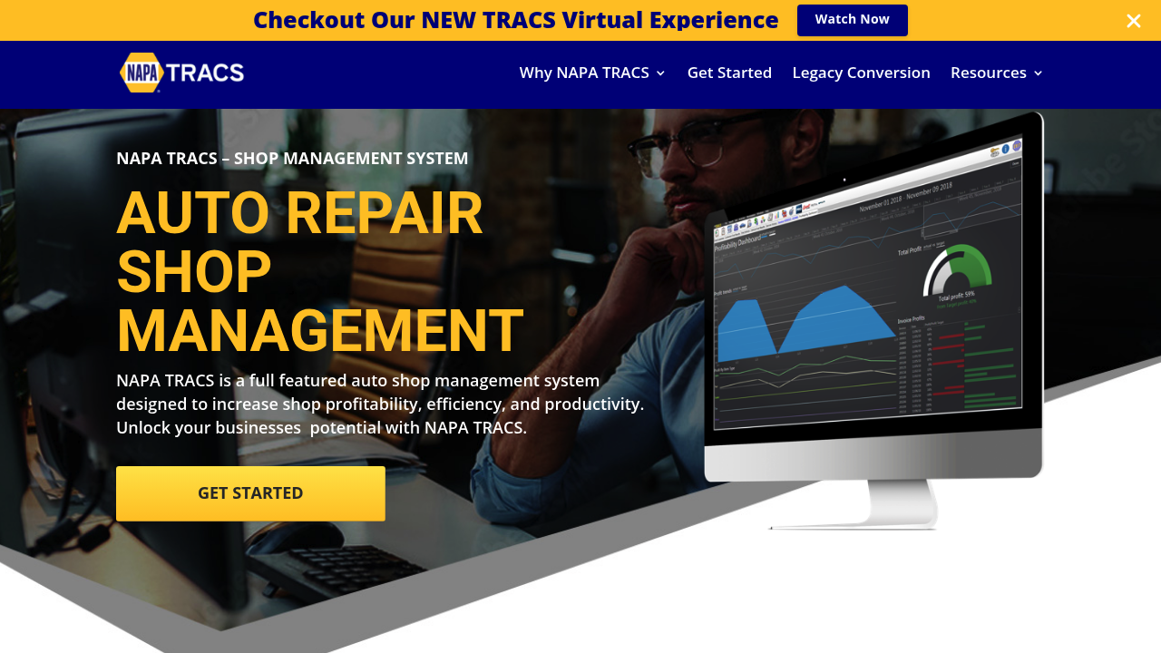 Screenshot of NAPA TRACS website