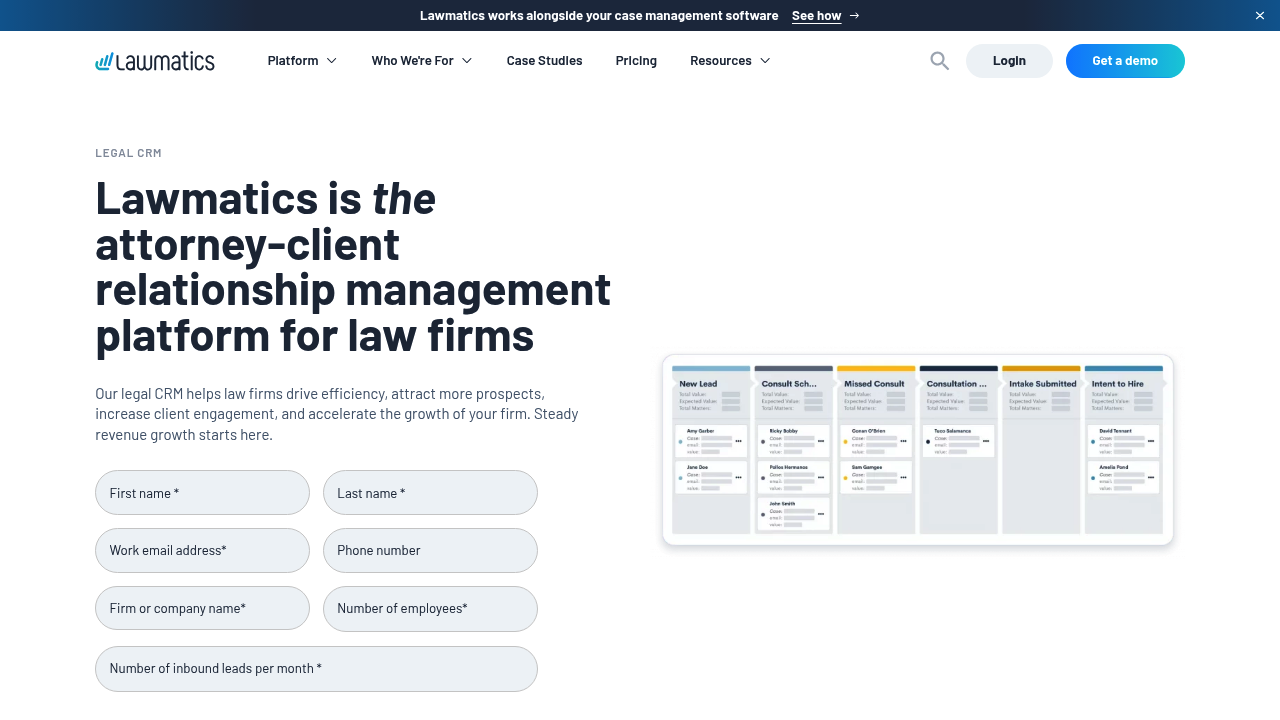 Screenshot of Lawmatics website