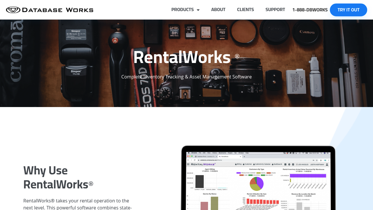 Screenshot of RentalWorks website