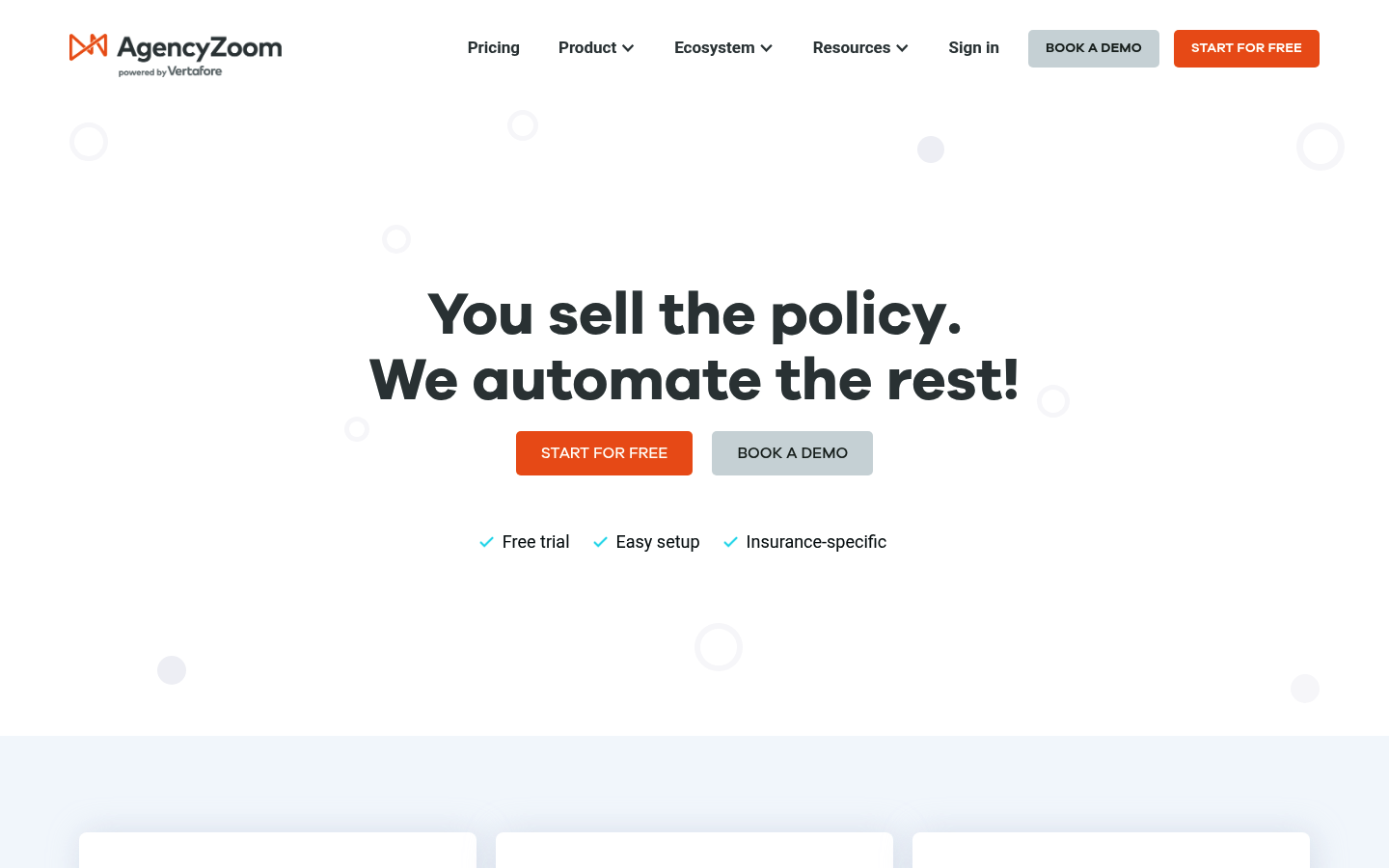 Screenshot of AgencyZoom website