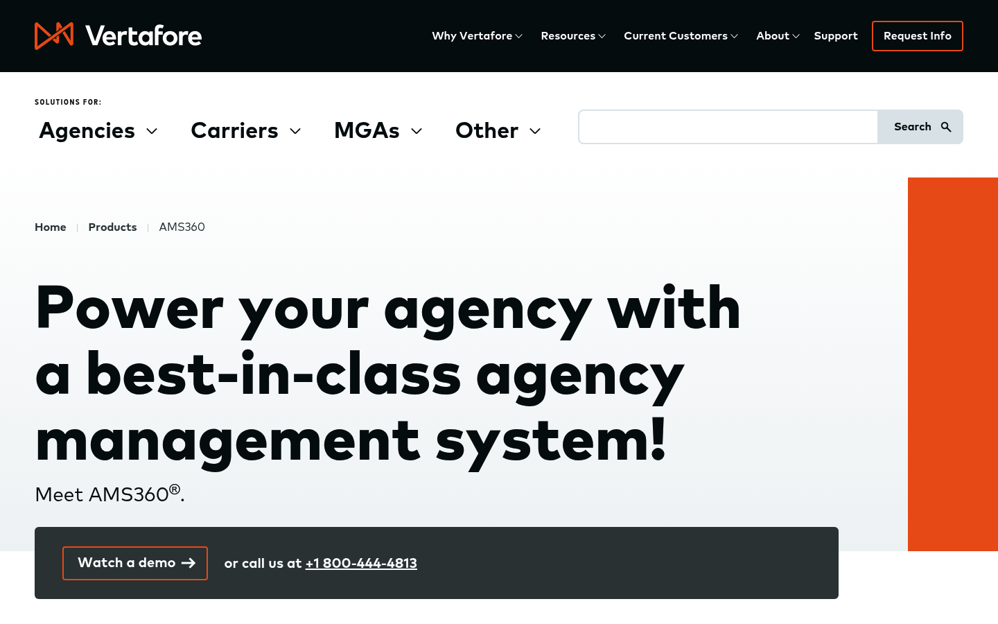 Screenshot of Vertafore AMS360 website
