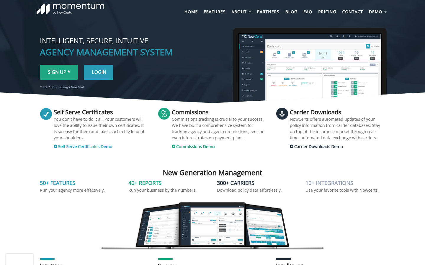 Screenshot of NowCerts website