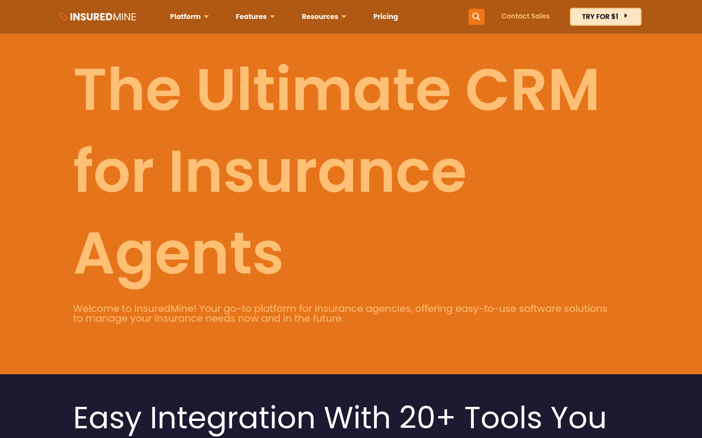 Screenshot of InsuredMine website