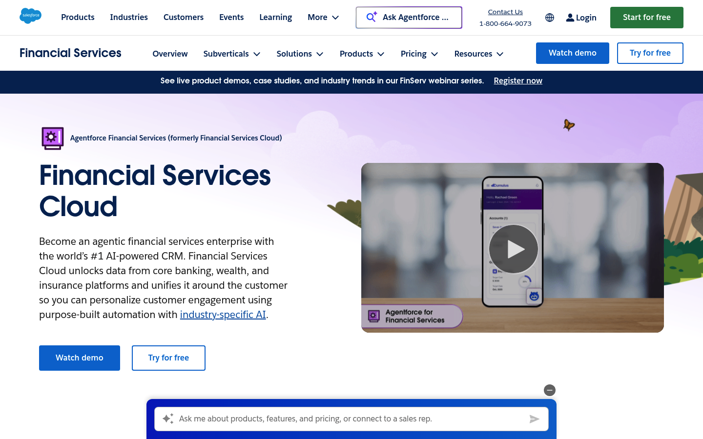 Screenshot of Salesforce Financial Services Cloud website