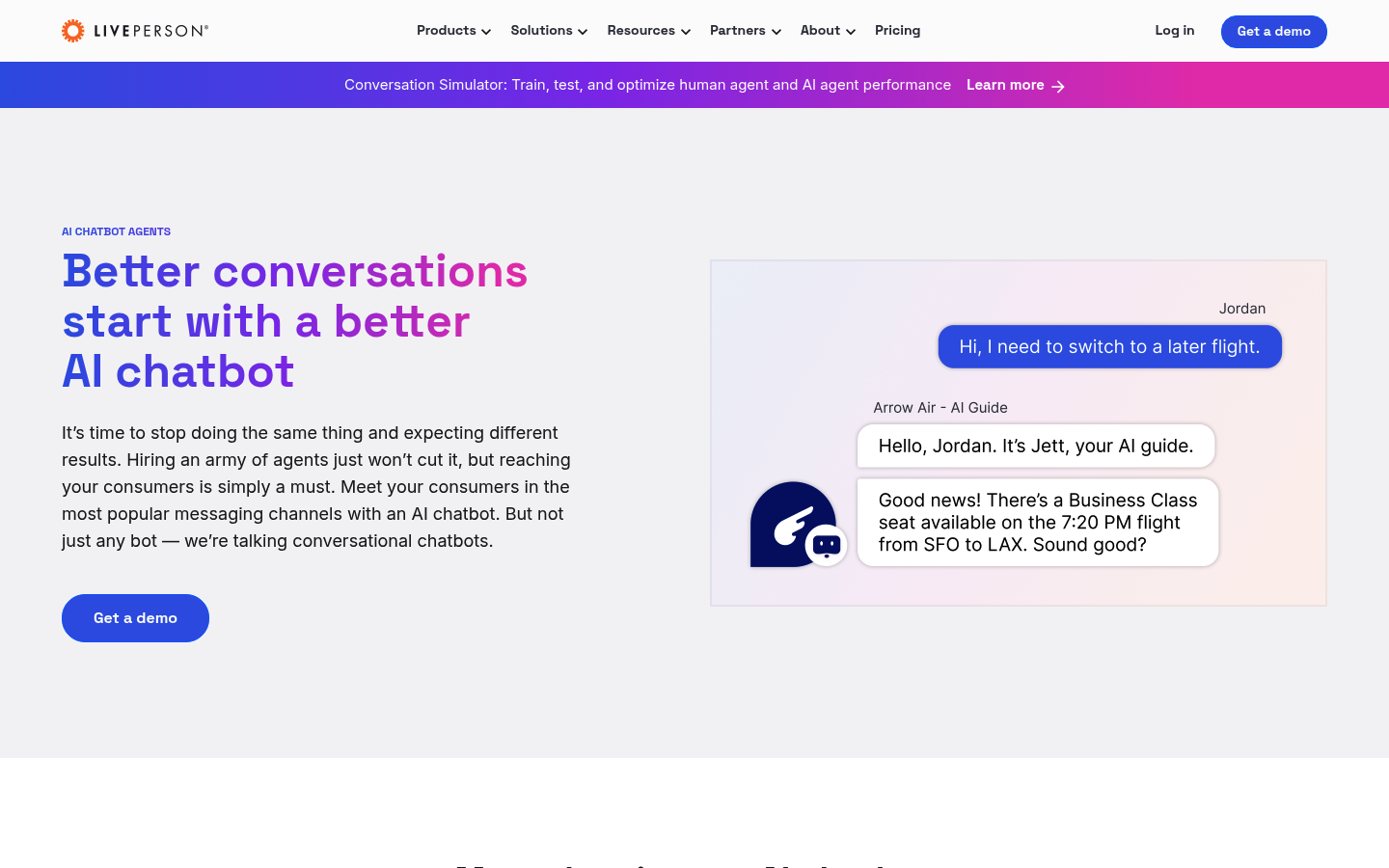 LivePerson AI chatbot platform for conversational customer engagement