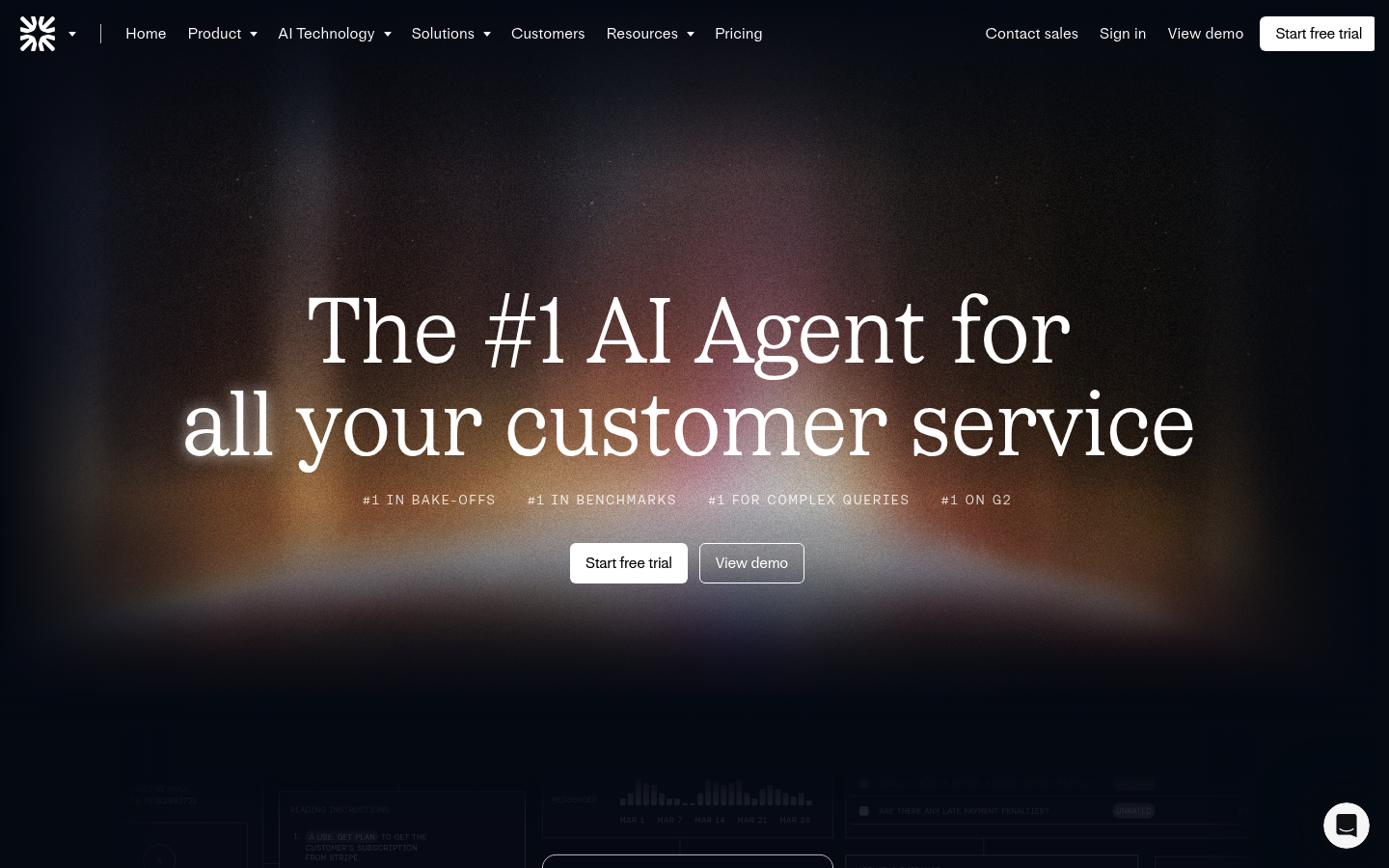 Intercom Fin AI agent product page screenshot