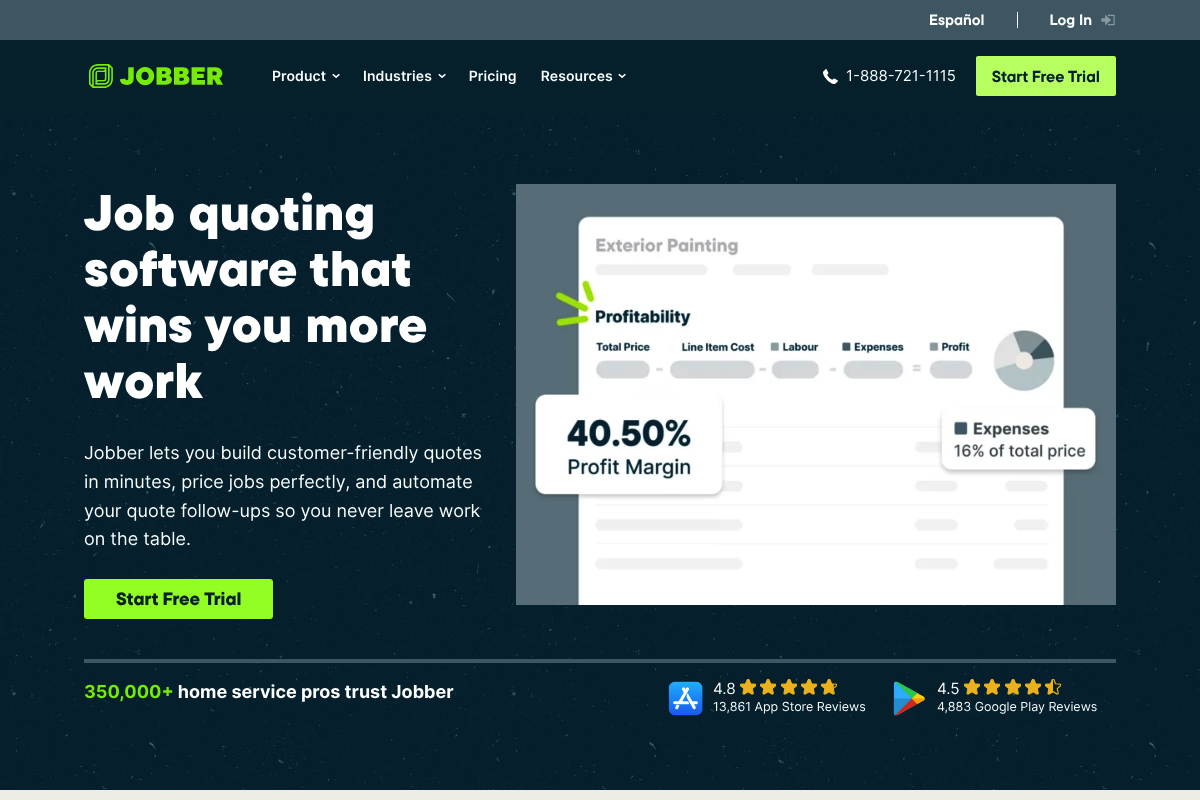 Screenshot of Jobber quotes feature page