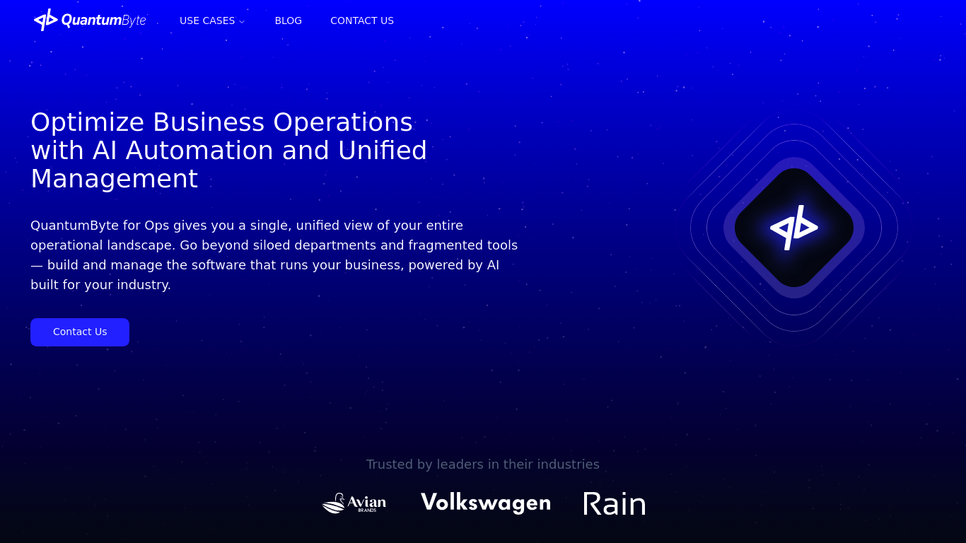 Screenshot of Quantum Byte Enterprise page