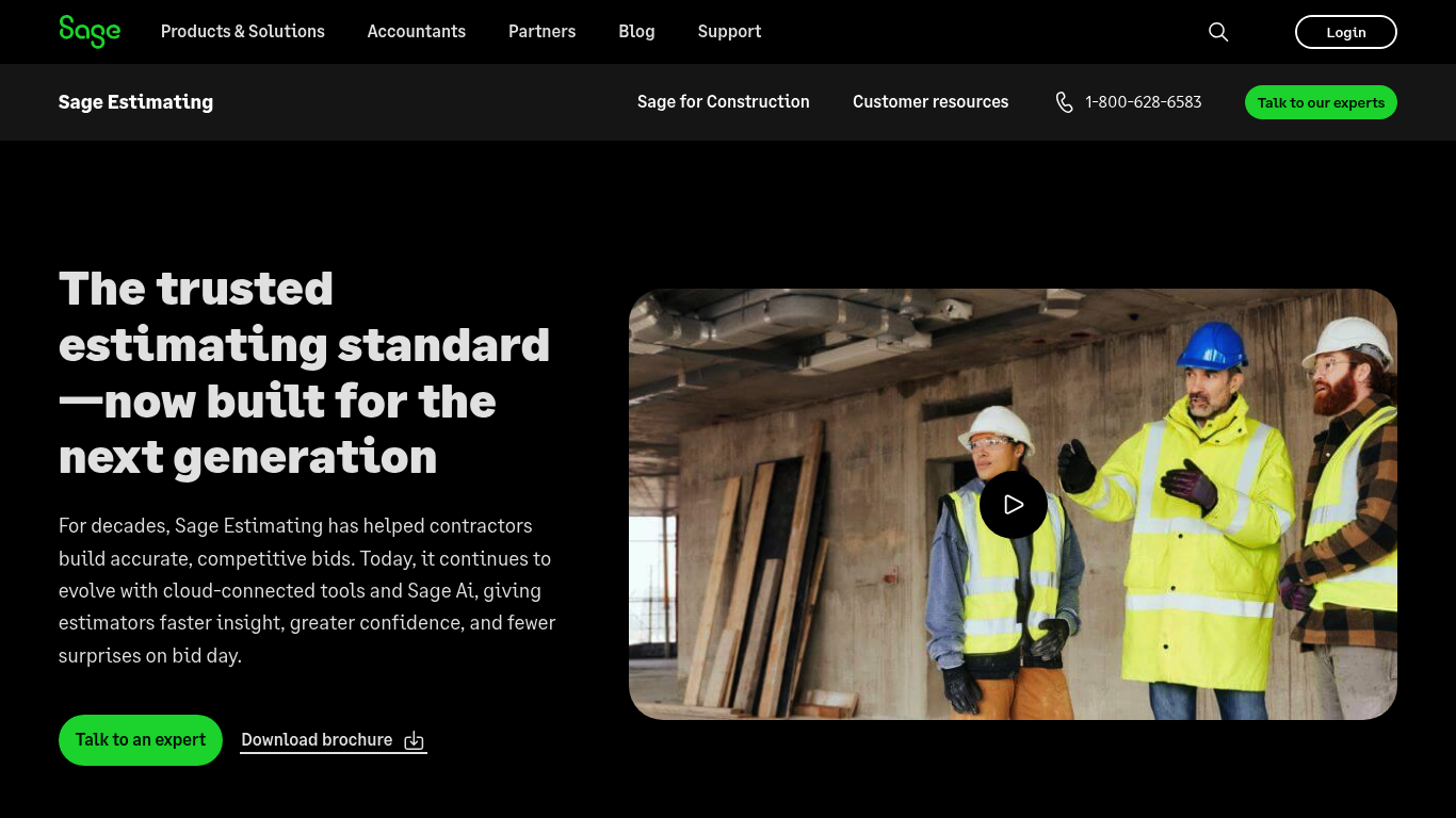 Screenshot of Sage Estimating product page