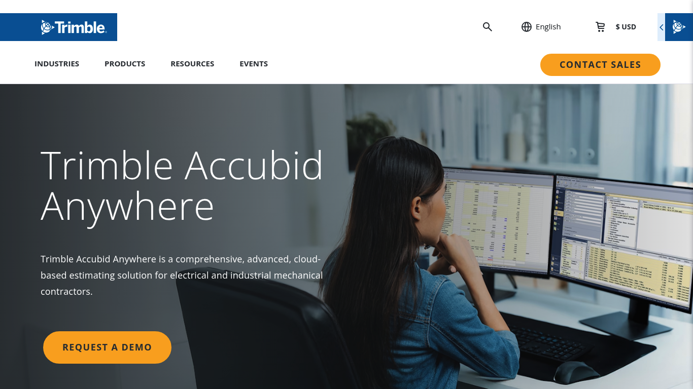 Screenshot of Trimble Accubid Anywhere product page