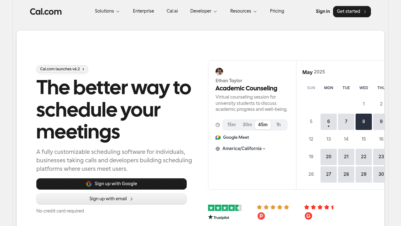 Screenshot of Cal.com homepage
