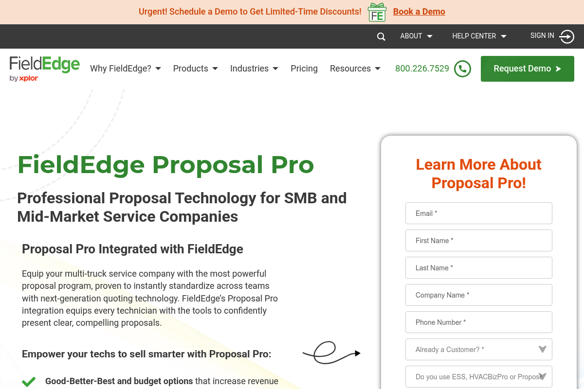 Screenshot of FieldEdge Proposal Pro page