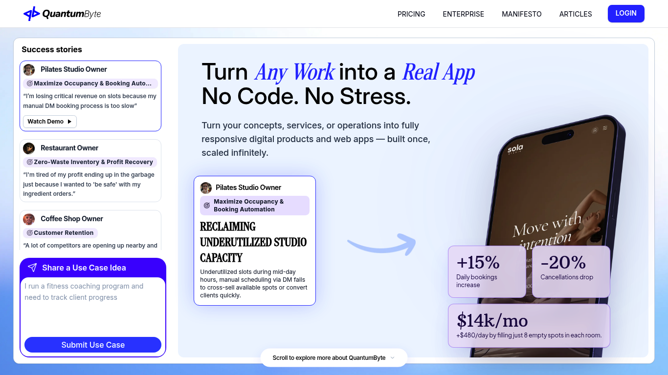 Screenshot of the Quantum Byte website homepage