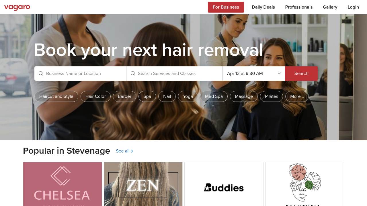 Vagaro website homepage showing salon and fitness scheduling and POS platform