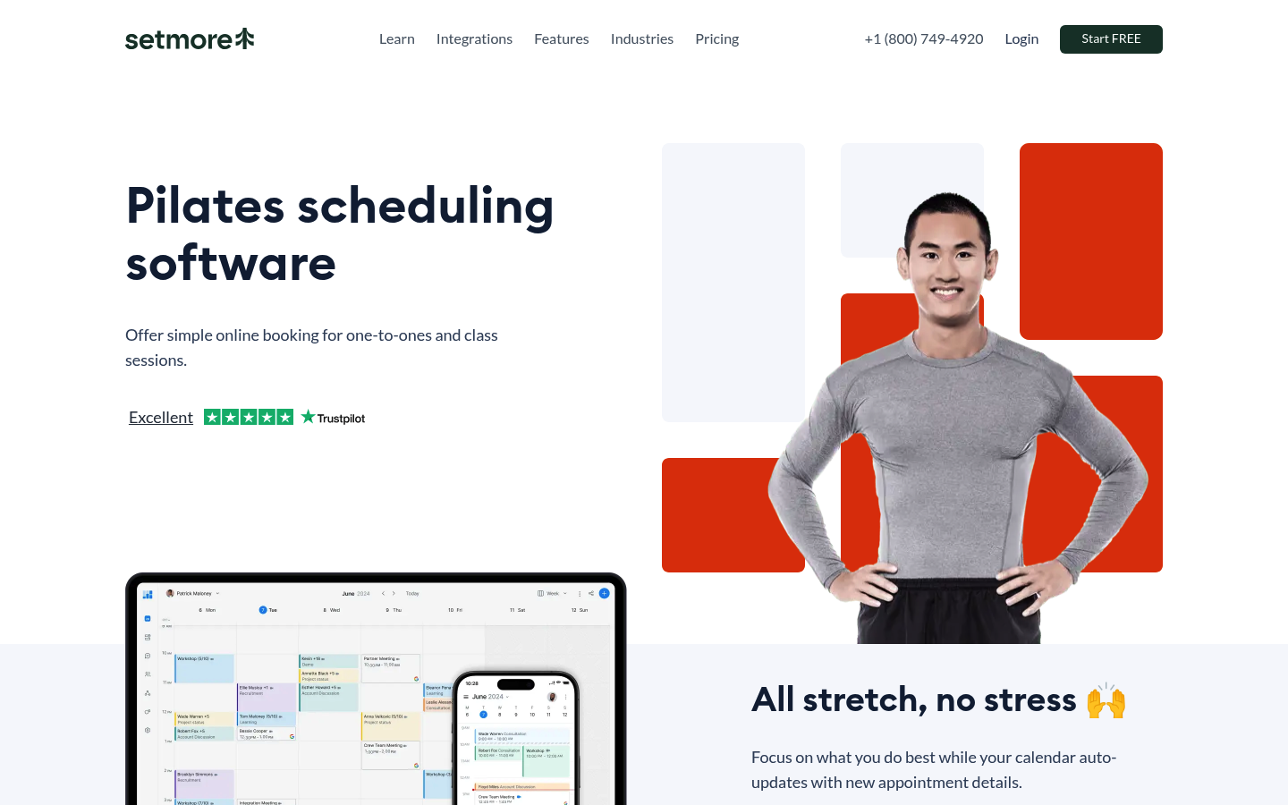 Screenshot of Setmore’s Pilates scheduling page